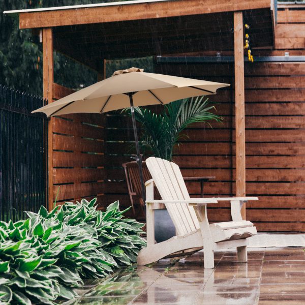 9 foot outdoor patio umbrella with button tilt and crank, Outdoor patio/market table umbrella UV protected and waterproof, khaki - Image 3
