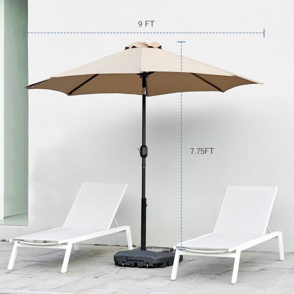 9 foot outdoor patio umbrella with button tilt and crank, Outdoor patio/market table umbrella UV protected and waterproof, khaki - Image 5