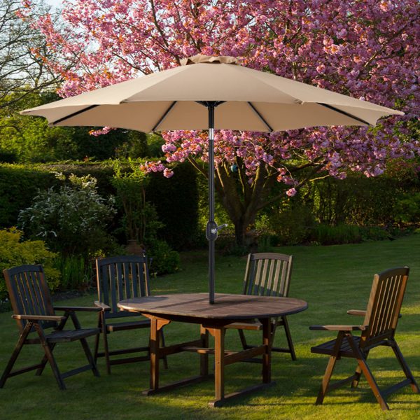 9 foot outdoor patio umbrella with button tilt and crank, Outdoor patio/market table umbrella UV protected and waterproof, khaki - Image 7
