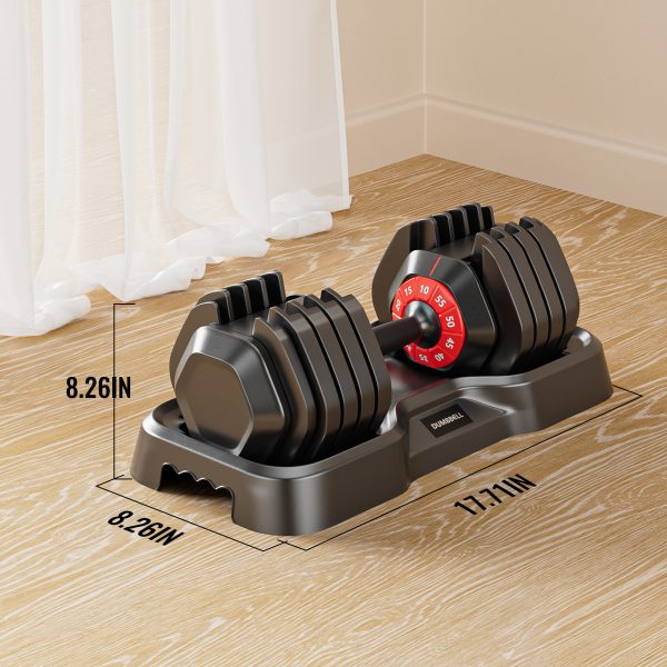 Adjustable Dumbbell Set, 10 in 1 Free Dumbbell for Men and Women, Black Dumbbell for Home Gym, Full Body Workout Fitness, Fast Adjust by Turning Handle (10 Gears/55 LB) - Image 6