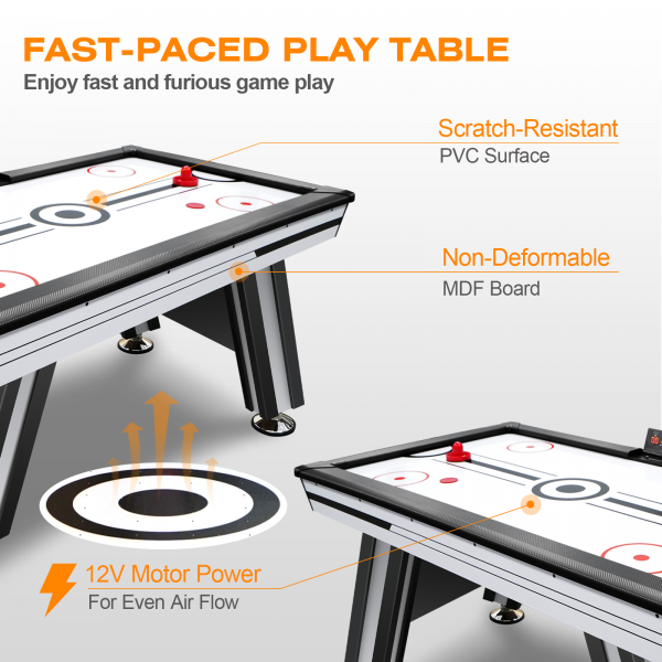 Air Hockey Table, 72" Indoor Hockey Table for Kids and Adults, LED Sports Hockey Game with 2 Pucks, 2 Pushers, and Electronic Score System - Image 5