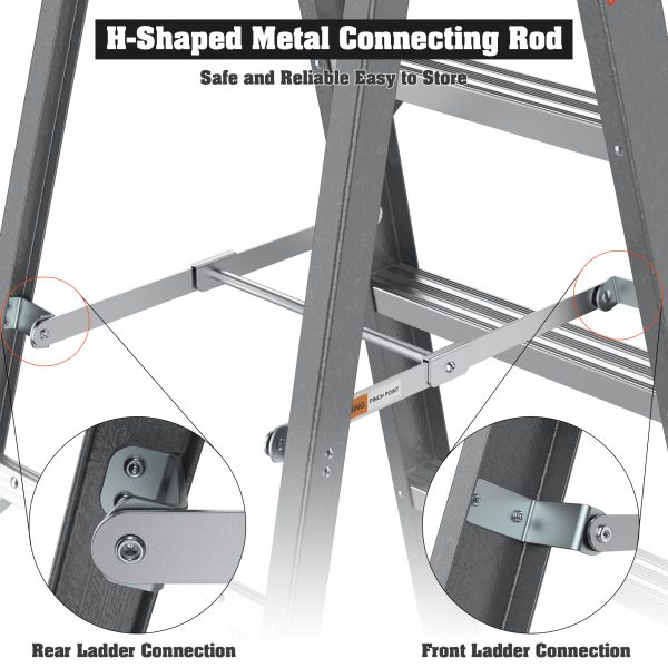 Fibreglass Step Ladder 6-Step 250lbs Gray - Image 5