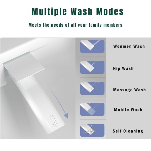 Modern Smart Toilet with Bidet Seat Built-in, Intelligent Toilet Auto Open/Close Seat, Foot Sensor, LED Display,Night Light, Warm Water & Dryer,White - Image 7