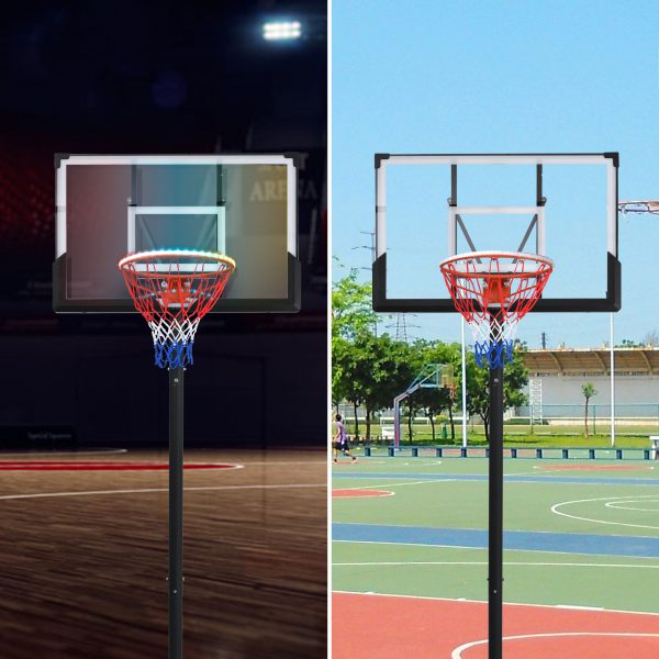 Portable Basketball Hoop Basketball System 4.76-10ft Height Adjustable for Youth Adults LED Basketball Hoop Lights - Image 5