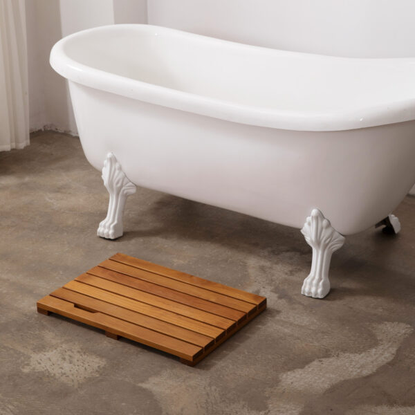 Solid Teak Wood Bathroom Shower Mat Bathroom Anti-Slip Mat for Bathroom, Outdoor "L23.6-W15.7" - Image 5