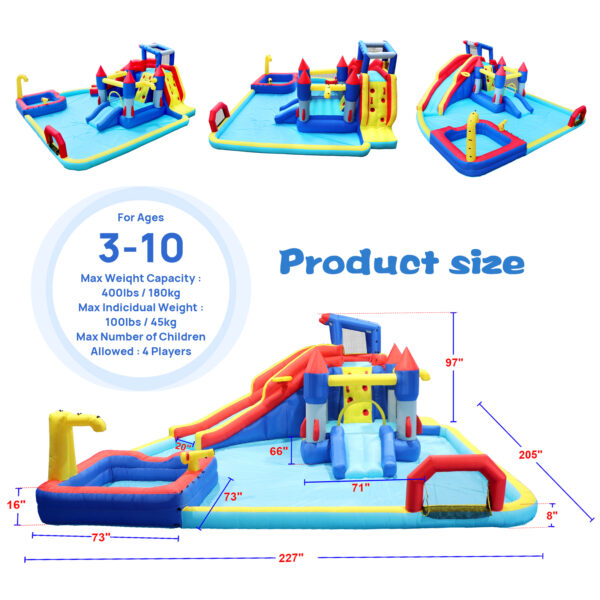 10-in-1 Inflatable Water Park with Slide, Bouncing House, Splash Pool, Water Gun & Climbing Wall for Kids Outdoor Fun - Image 2