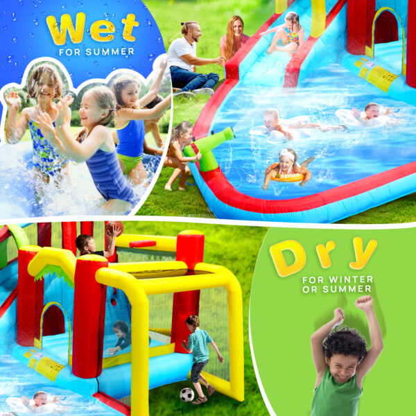 7-in-1 Inflatable Water Park & Bounce House – Slide, Soccer, Basketball, Splash Pool, Water Gun & Climbing Wall for Kids - Image 2